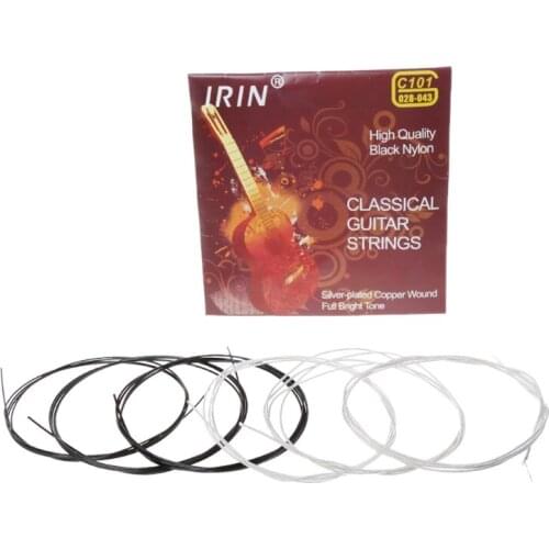 OOTDTY 6pcs/set C101 Classical Guitar Strings Black Nylon Fiber Silver Plated String
