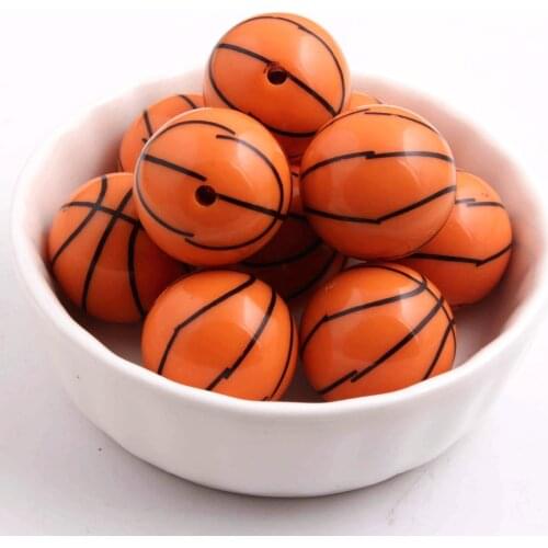 Kwoi Vita 20MM 100pcs/lot Fashion Jewelry Halloween orange basketball beads for chunky necklaces making