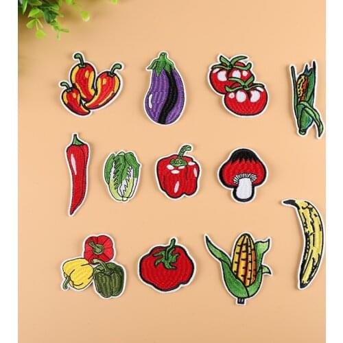 PGY High-quality Cartoon Vegetable orchard Corn Tomatoes Patches for Clothing Punk Wind Diy Coat Hats eggplant Embroidery Badges
