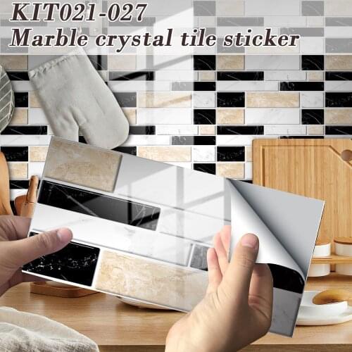 12pcs Marbling Tile Sticker 3D Self-Adhesive Removable Wall Paper Tile DIY Craft Decoration for Kitchen Bathroom наклейки