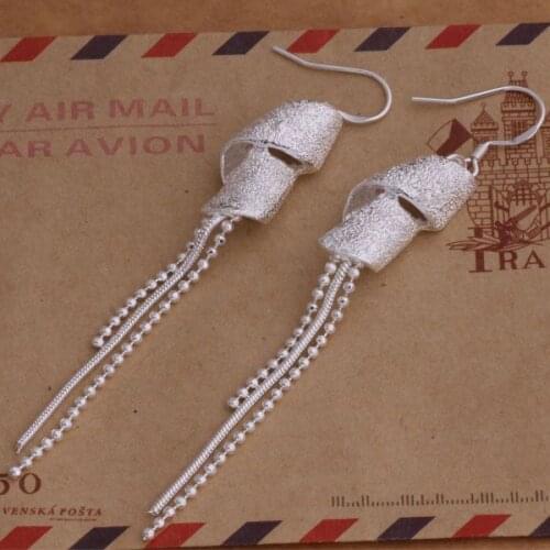 AE004 Hot sterling earrings , fashion jewelry , shiny /bulaklsa afdaiwka silver color