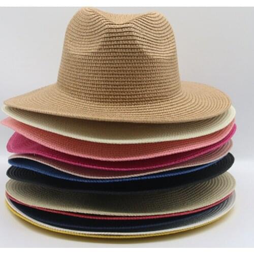 Sun hat summer panama women men caps solid straw hats bucket outdoor beach sun protective handmade casual summer cap womens hat