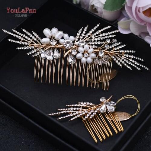 TOPQUEEN HP01 Wedding Hair Comb Set Hair Pin for Bridal Headwear Bride Wedding Jewelry Hair Pin and Combs Set Women Tiara