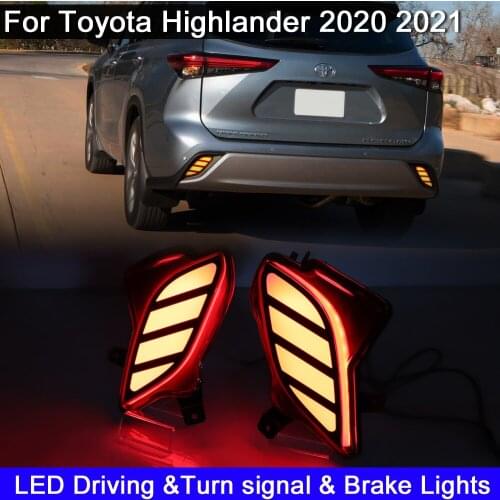 3-in-1 LED Rear Bumper Reflector Lamp Driving Warning Light Brake Light Turn Signal Light For Toyota Highlander 2020 2021