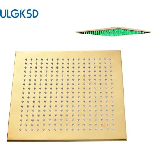 ULGKSD Bathroom Shower Head 8''/10''/12''/16'' Gold Shower Faucet Bath Rainfall Shower Heads Para Bathroom