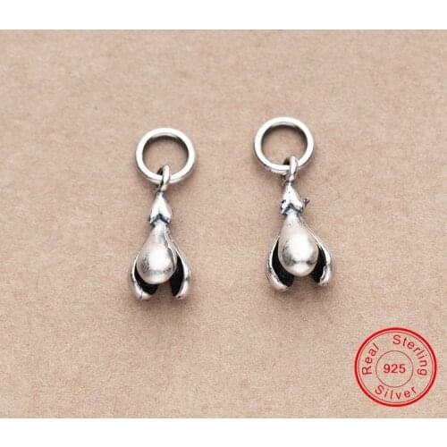 UQBing Factory Wholesale Solid 925 Sterling Silver Vintage Black Flower Dangle Charms Fit For DIY Jewelry Making