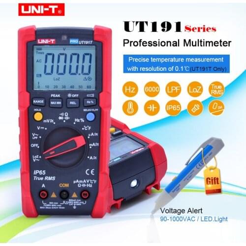 UT191E/UT191T Professional Digital Multimeter,True RMS IP65 Waterproof,6000 Count DMM 20A Ammeter 600V Volt ACV LOZ LPF Tester