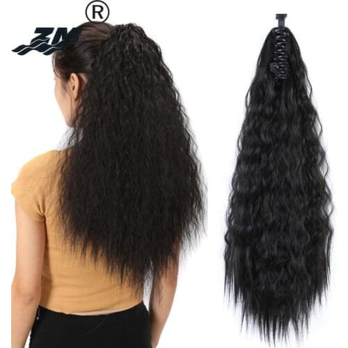 ZM 65cm 180g Long Afro Kinky Curly Ponytail Synthetic Hair Pieces Claw Clip on Ponytail Hair Extensions Pony Tail Fake Hair #2