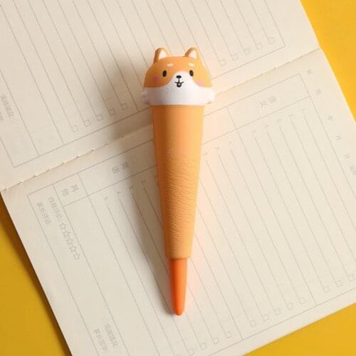 0.5mm Cute Shiba Inu Cat Stress Relieve Squishy Gel Pen Signature Squeeze Foam Pen Cute School Office Supplies Gift Stationery
