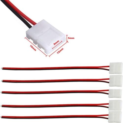 10Pcs/lot PCB Cable 2 Pin LED Strip Connectors 3528/5050 8mm / 10mm Width PCB Ribbon Single Color Adapter Wholesale