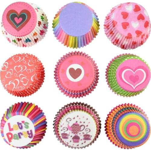 100pcs/lot Colorful Paper Cakes Cups Muffin Cupcake Baking Molds Birthday Wedding Party Decoration Supplies Cake Wrapper Tools
