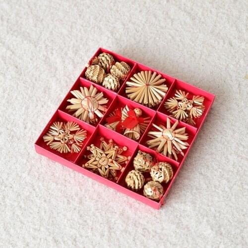 11-32pcs Natural Wheat Straw Christmas Ornaments Kids Toys For Chirstmas Tree Hanging Pendants Xmas Decoration For Home Party