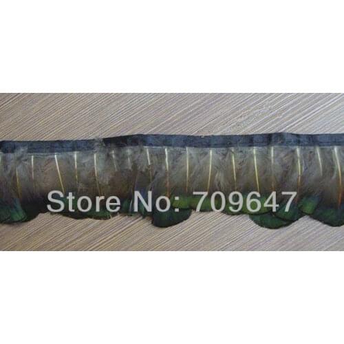2Yards/Lot Height 5-6cm Golden Pheasant Green Feather Fringe Natural Colour,Feather Decoration,Carnival Costume