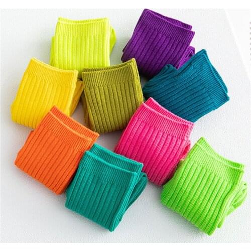3 Pairs/Pack Candy Colors Baby Socks Unisex Autumn 1 To 12 Years Kids Long Socks Soft Warm Winter Students Socks