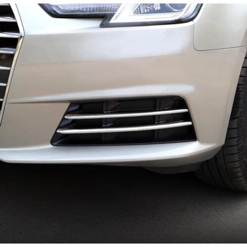 Chrome ABS Front Fog Lamp Trim Strips 4Pcs For Audi A4 2017 2018 Car Styling Bumper Decoration Decals
