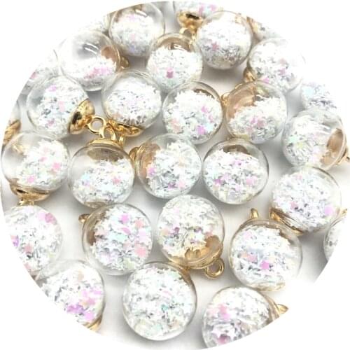 5/10pcs 16mm Colorful Transparent Glass Ball Star Charms Pendant Finding For Jewelry Making Hair Accessories Earring Charms #005