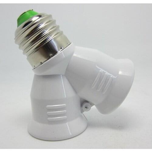 50Pcs/Lot E27 to 2 E27 Lamp Holder Converter Socket Conversion Type 2E27 Y Shape Adapter Light Bulb Base PC Material