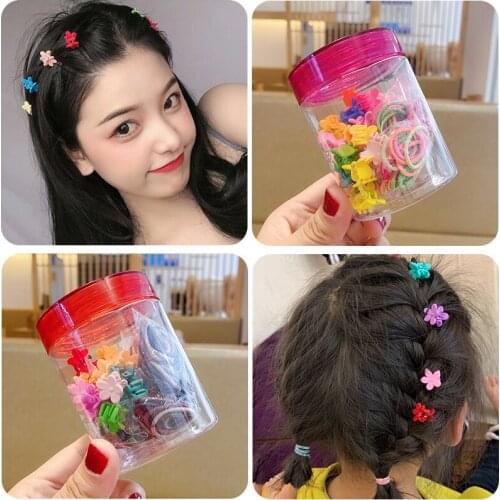 80 Pcs/Set Children Baby Cute Candy Solid Hair Bands Girls Lovely Flower Star Crown Mickey Claw Clamp Kids Hair Accessories