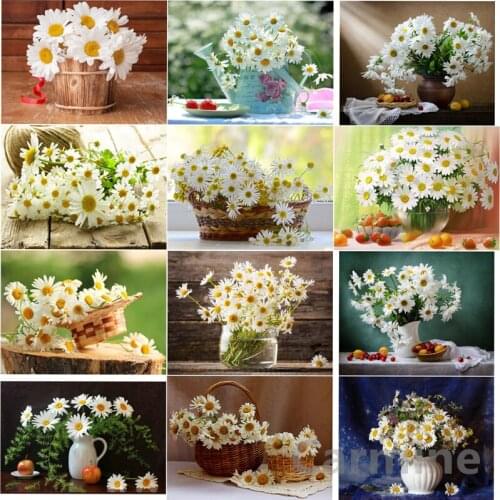 Daisy DIY 5D Diamond Painting Flowers Cross Stitch Embroidery Rhinestones Picture Full Round&Square Drill Home Decoration Gift