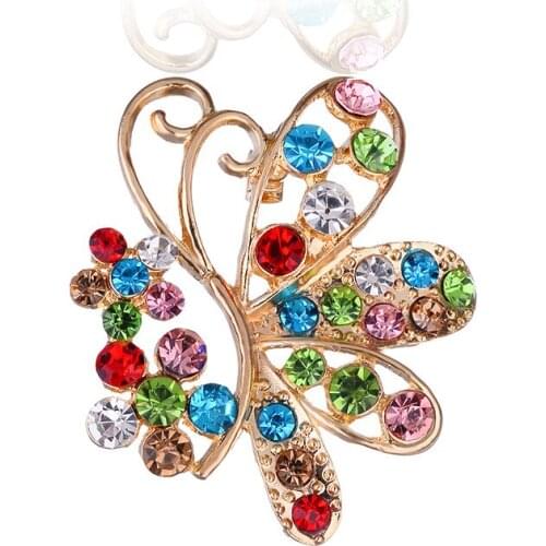 TODOX Brooch Fashion Zinc Alloy rose gold Zinc Alloy crystal exquisite butterfly flower pins garment accessory party new