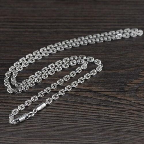 BOCAI New Solid 100% Pure s925 silver jewelry simple fashion sweater chain 3MM key chain retro men and women necklace