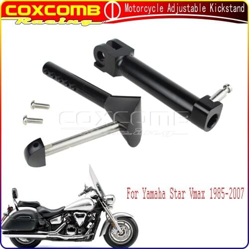 Black CNC Aluminum Motorcycle Side Stand For Yamaha Star Vmax 1985-2007 2006 Adjustable Kickstand Lowered Kick Stand Kit