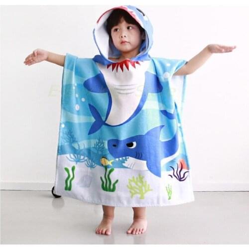 Children Dressing Gown Kids Cartoon Fish Bathrobes Bathing Robe for Baby Boys Pyjama Robes Toddler Girls Hooded Blankets Towels