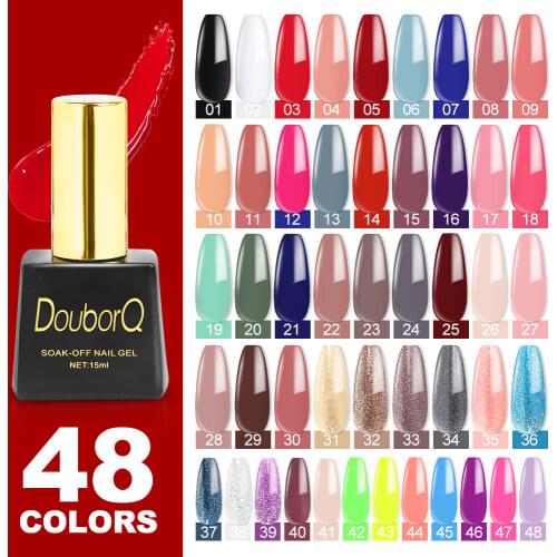 DOUBORQ Nail Gel Polish High Quality Nail Art Salon 48 Hot Sale Color 15ml Soak 0ff Organic UV LED Nail Gel Varnish