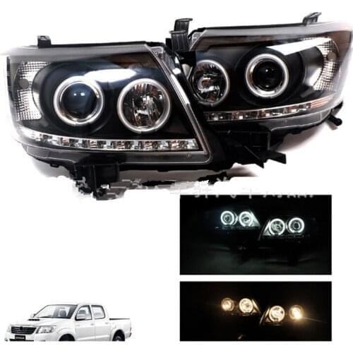 2012-2014 hilux vigo Refitting LED headlamp assembly Angel eye 2pc vigo headlights