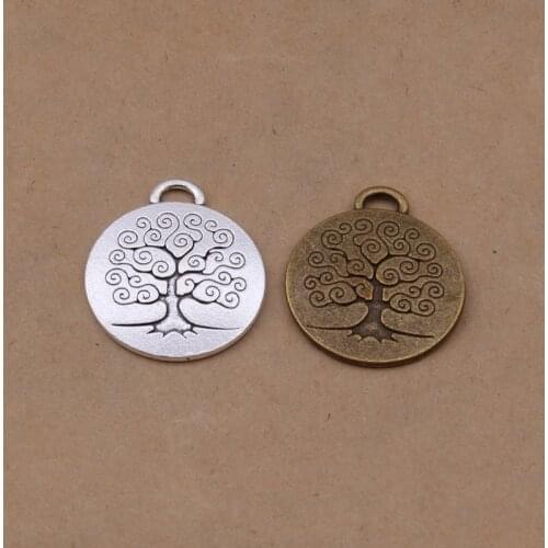 30pcs/lot 27mmx23mm Retro Tree of Life Charms Round Pendants Fashion Jewelry DIY Findings Making
