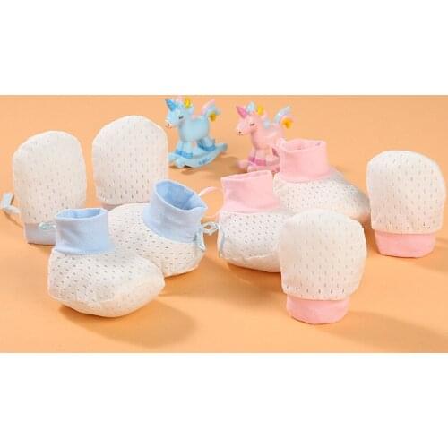 Summer Baby Gloves Cotton Soft Anti-scratch Scratches for Newborns Baby Mittens Socks Set 0-3 Month Infant Supplies