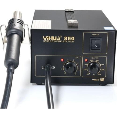 HOT SALE 3 Nozzles Hot Air Soldering Station SMD Rework Station Lead Free With Heat Gun YIHUA 850 hot air gun