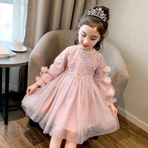 Girls dress spring dress new Korean version of the foreign gas girl princess skirt Peng Peng Chunqiu childrens mesh skirt