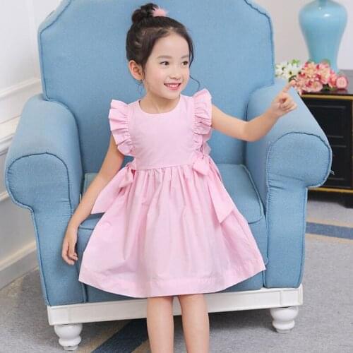 Cute ruffle dress age for 3 -10 yrs little girls princess costume 2019 summer chiffon baby girls big-bow dress sleeveless frocks