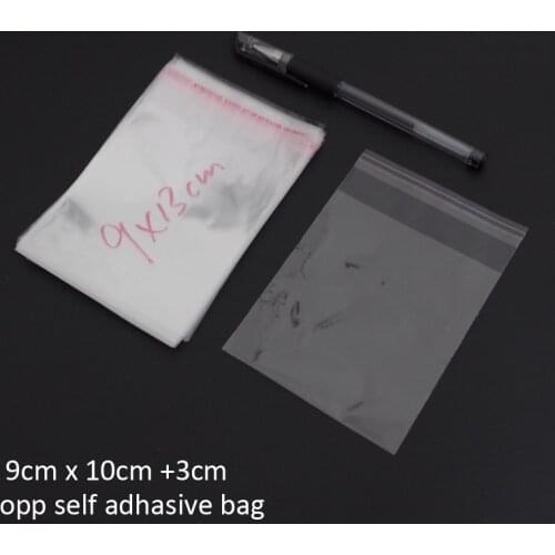 500pcs/lot Clear Resealable Bopp/pvc/ Cellophane Bags 9x10cm+3cm Transparent Opp Gift Plastic Packaging Self Adhesive Seal