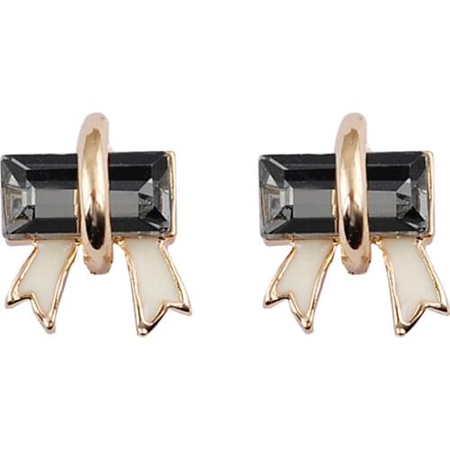 Rectangular Glass Bow Shape Earrings Earrings Jewelry Wholesale Free Shipping
