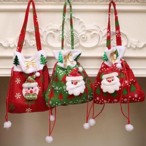 Christmas Gift Handbag Drawstring Candy Bag Merry Christmas Sweet Candy Bags Present Bag Home Party Xmas Decoration