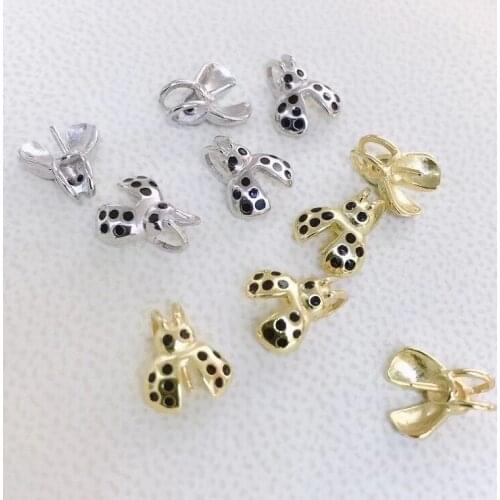 Coccinella septempunctata 925 Sterling Silver Pendant Base Settings Mountings Findings Parts for Pearl Crystal Jade Agate