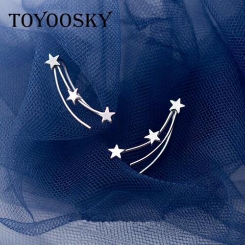 100% 925 Sterling Silver Sparkling Meteor Smooth Stars Shape Earrings Stud For Women Fashion Girls Silver Jewelry