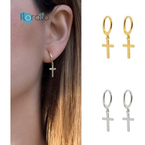 925 Sterling Silver Cross Hoop Earrings Small Round Circle Earrings For Women Females Men Lover Gifts Fashion Jewelry