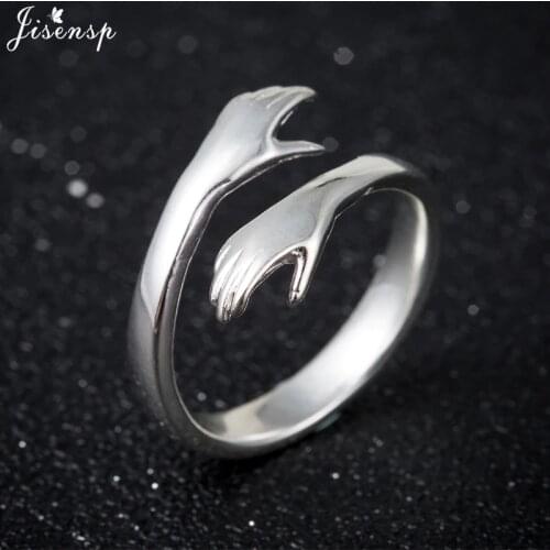 Jisensp Vintage Hugging Hand Ring for Women Man Anillos Antique Ring Hug Layer Give Me A Hug Hand Open Knuckle Rings Jewellery