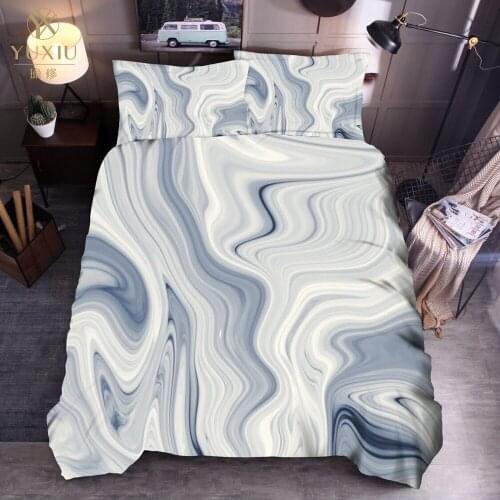 YuXiu luxury New Marbling Duvet Cover Sets Bedding Set Silver Bed Linen Quilt Covers 3Pcs Twin Full Queen King Single