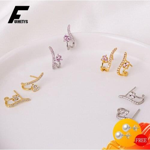 Earrings 925 Sterling Silver Jewelry with Zircon Gemstone Trendy Stud Earrings for Women Wedding Party Ear Accessories Wholesale