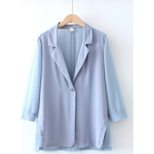 Plus Size XL-5XL Womens Chiffon Blazer 3/4 Sleeve Thin Spring Summer OL Outerwear