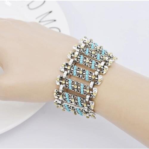 Fashion Charm Bracelets Bohemian Ethnic blue Crystal Petal Bracelets & Bangles For Women Vintage summer Jewelry Drop Shipping
