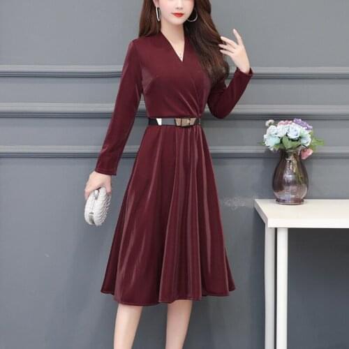 Mujer V-neck Vestidos Womens Spring Autumn Mesh Zipper Waist Dresses Middle Waist Elegant Temperament A-line Dress Female Z668