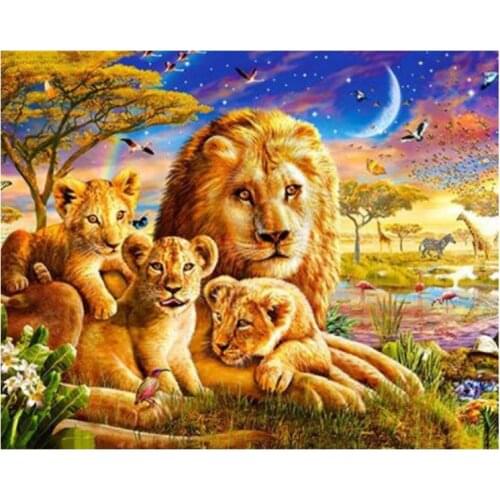 Animals diamond painting lions full round mosaic embroidery mother childs rhinestone picture puzzle drawing wall decor leopards