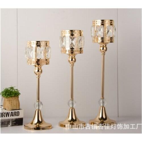 European style electroplating gold Candlestick Iron Candle Cup romantic candlelight dinner Candlestick display discount