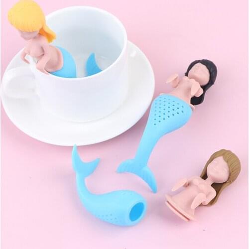 1PC Mermaid Tea Infuser Silicone Tes Bag Reusable Strainer Filter Teapot Infusers Teaspoon Tea Leaf Herbal Tool Party Decoration