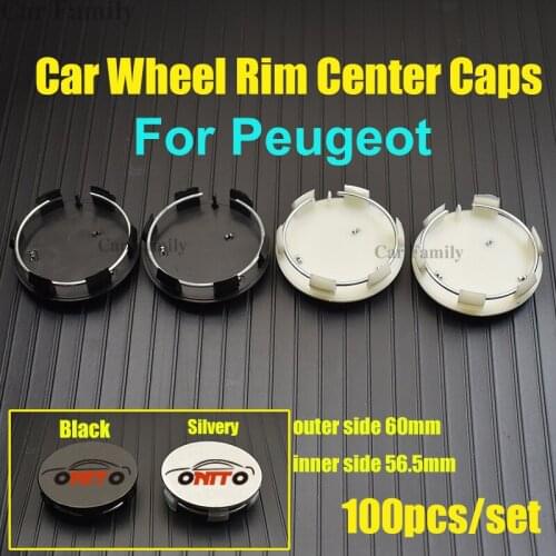 100pcs 60mm Car Rims Wheel Hub Center Caps Emblem Auto Covers for Peugeot 207/301/308/309/408/508/807/2008/3008/4007 Car Styling